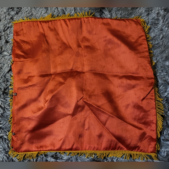 Vtg Oriental Velvet Fringed Accent Pillow Cover  16x17 - Picture 4 of 4